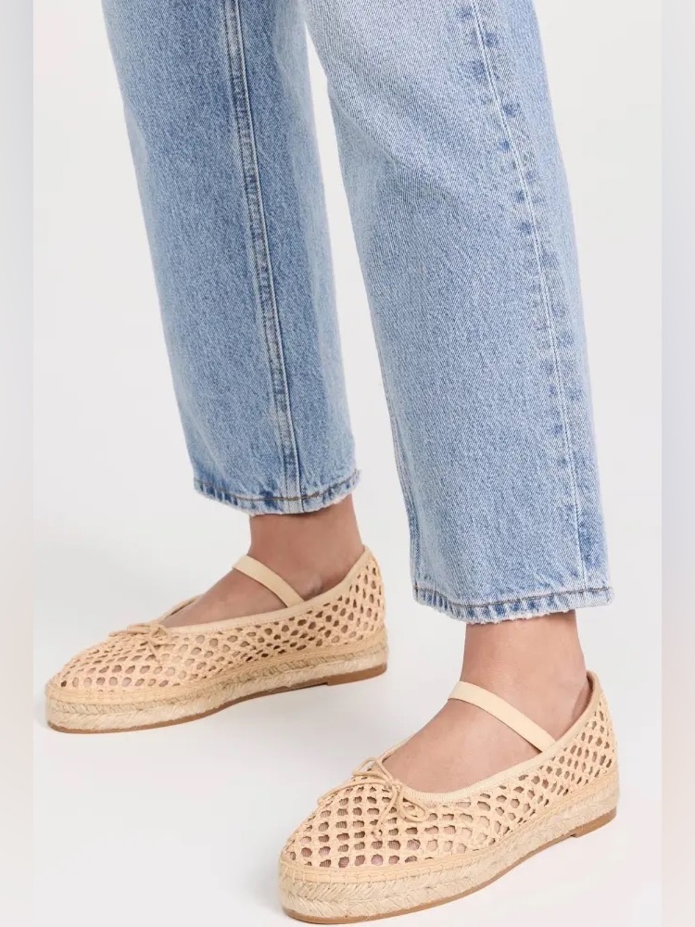 Loeffler randall ballet natural raffia crochet espadrille size 9